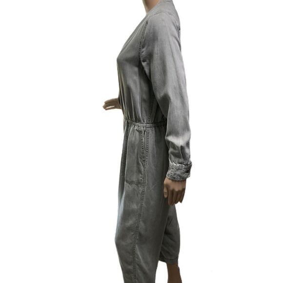 Old Navy Green Long Sleeve Button Front Elastic Waist Jumpsuit Size Small - Picture 15 of 16